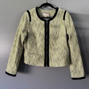Banana Repiblic Yellow Black‎ Tweed Blazer Jacket Sz 16 Office Career Work Wear